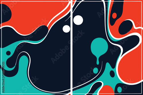Abstract geometric composition in teal orange and navy shapes with transparent background