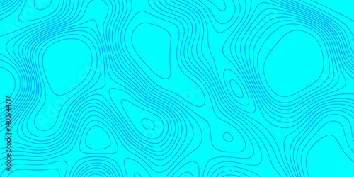 Blue wave paper curved reliefs topographic map contours line abstract texture background, seamless ornament design geographic line map landscape geodesy mountain relief topographic map background.