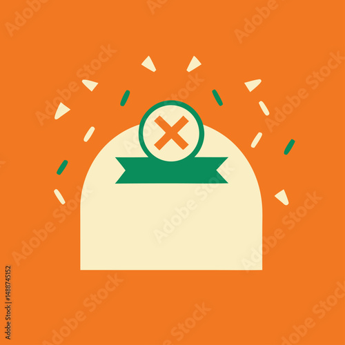 Abstract illustration of a rejected design with a circle and a cross symbol