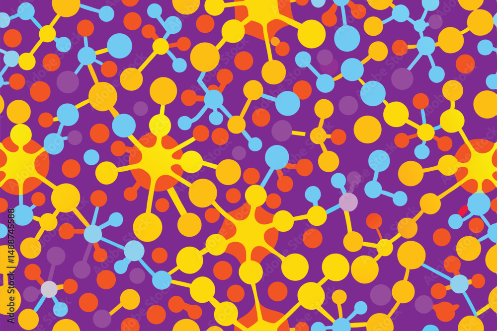 Abstract molecular structure pattern on purple background for seamless design projects Abstract molecular structure pattern on purple background for seamless design projects