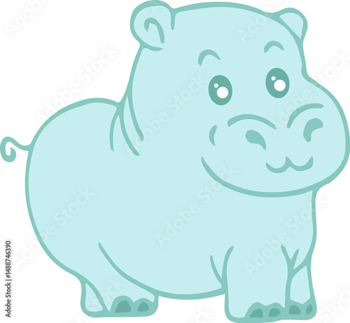 Hand drawn hippo for kids