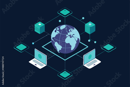 isometric-line-art-of-global-computer-network---.eps