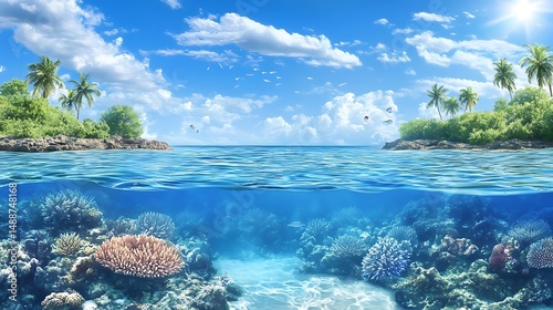 Tropical island paradise scene