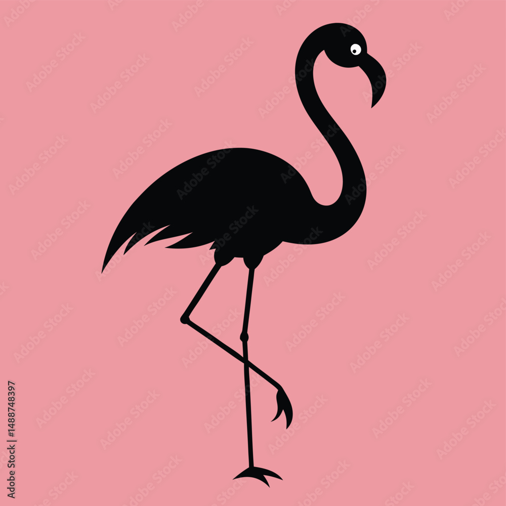 Fototapeta premium flamingo-standing-on-one-leg-silhouette-vector--.eps