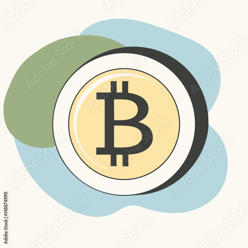 Modern minimalist bitcoin cryptocurrency illustration on a white background abstract design
