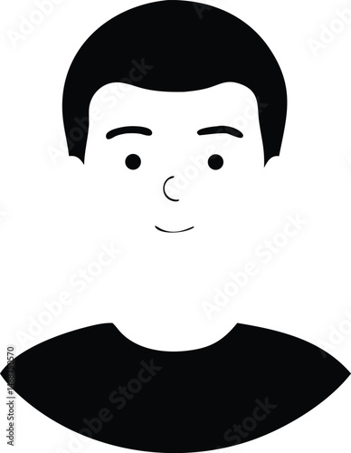 Simple flat black silhouette headshot of a young adult male character design