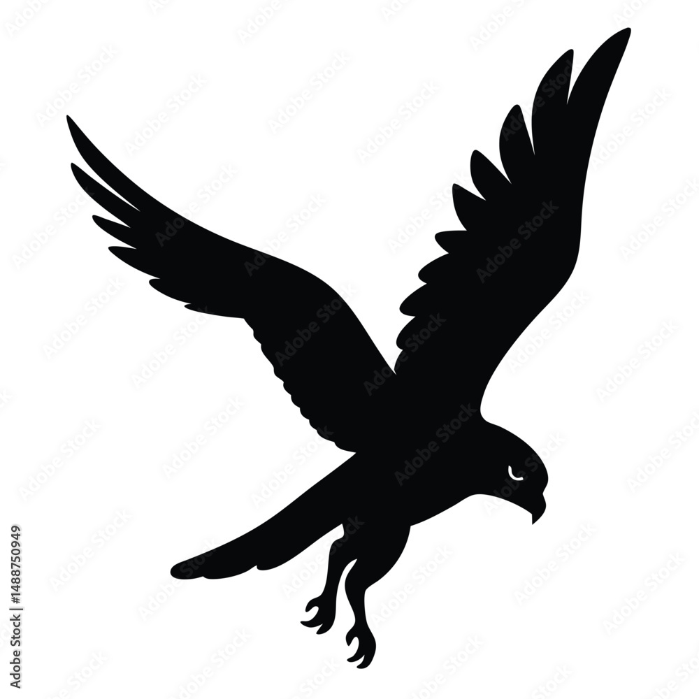 Obraz premium hawk-diving-silhouette-vector-isolated-on-white-ba.eps