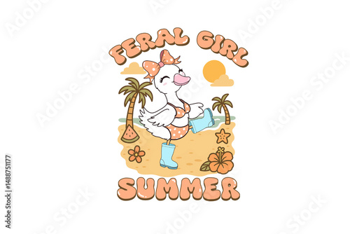 Fotografía Feral Girl Summer, Summer Goose Sublimation Design