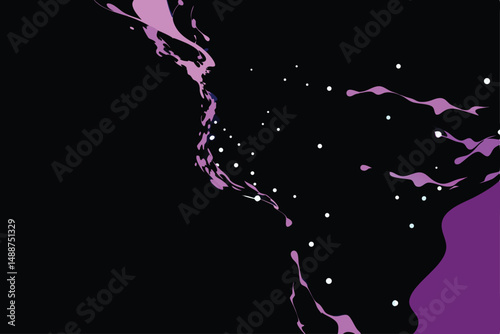 Vibrant abstract vector shapes background in purples and whites with transparency