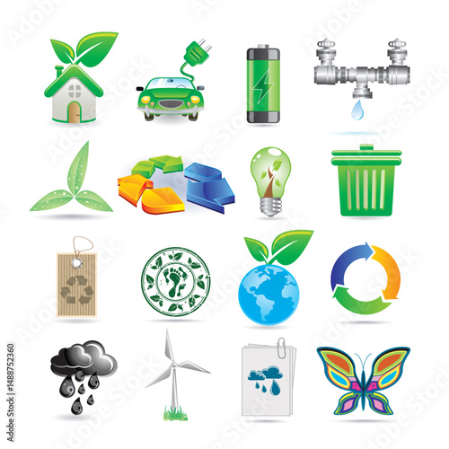 set of ecology icons