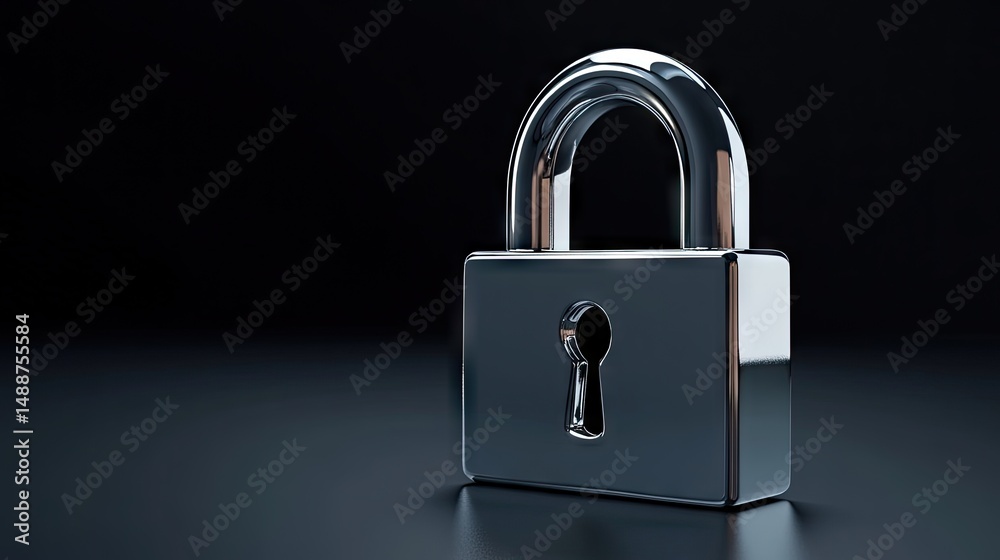 Fototapeta premium Chrome padlock on a dark background.