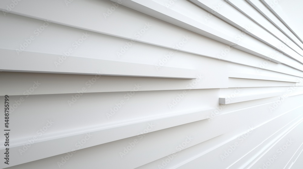 Obraz premium A white wall with horizontal lines and shelves.