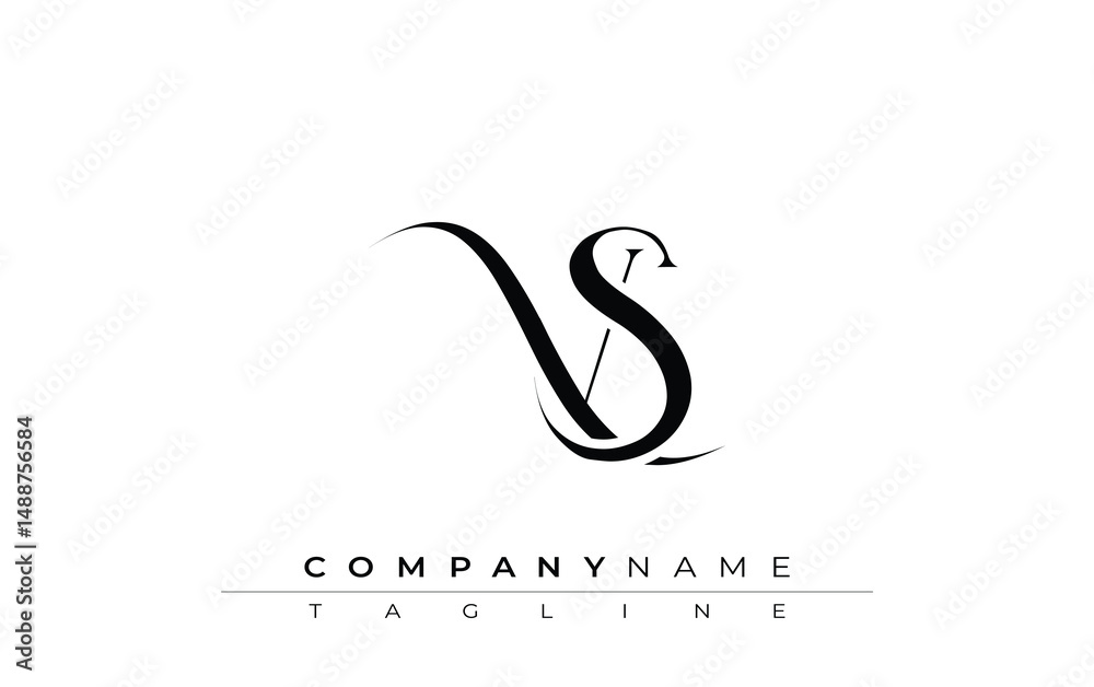 Fototapeta premium Initial VS Logo Design Vector. Elegant Monogram Logo Design with Decorative Elements and Typography