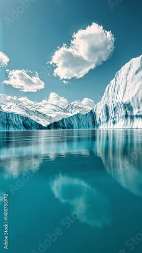 Serene Glacial Landscape: Majestic Mountains Mirrored in Teal Waters