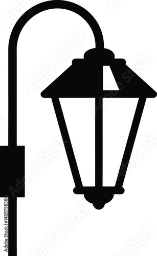 Minimalist black and white silhouette of lamp lantern street light architectural vector graphic

