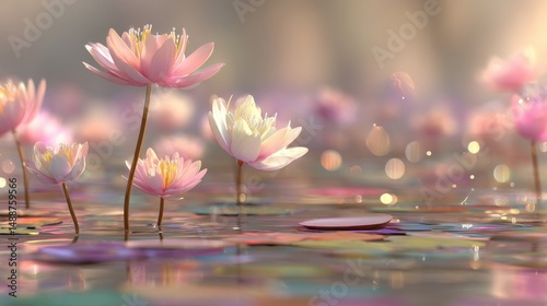 Wallpaper Mural Delicate water lilies in a serene pond setting. Torontodigital.ca