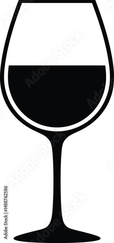 Elegant minimalist black and white wine glass silhouette simple abstract design

