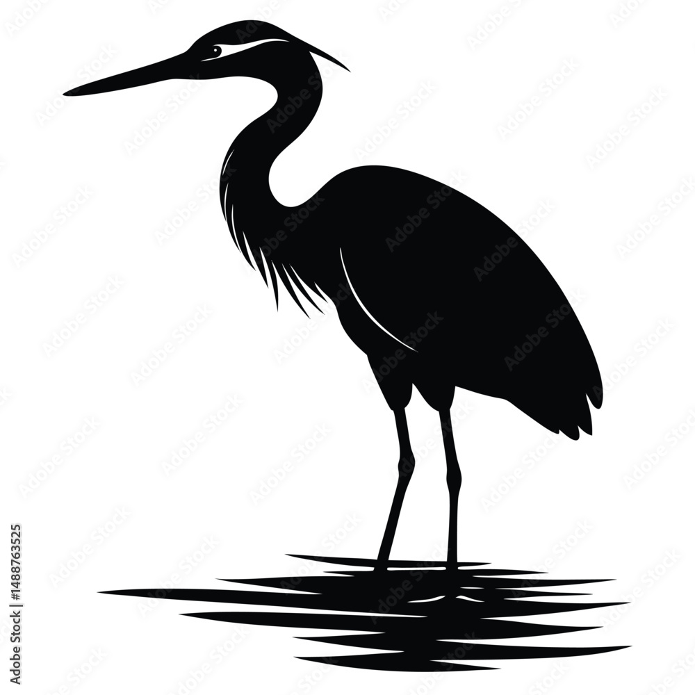 Obraz premium heron-standing-in-water-silhouette-vector-- (3).eps