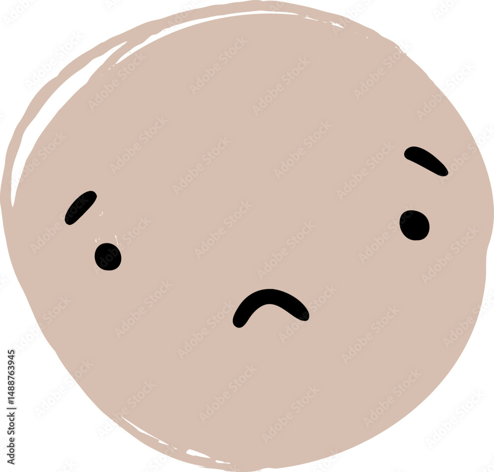 Fototapeta premium Cute Handdrawn Simple Emoticon Character Face