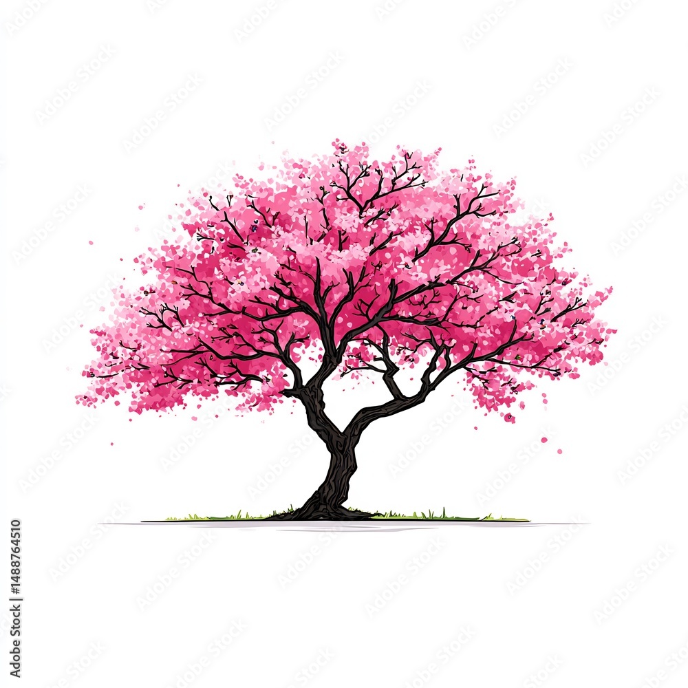 Obraz premium cherry blossom tree in full bloom on white background