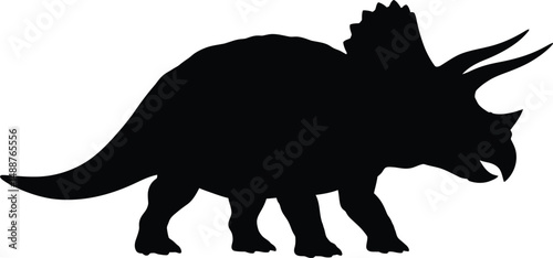 dinosaur triceratops silhouette vector art

