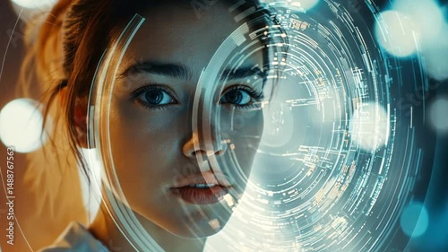 Woman Futuristic Interface Technology Digital Innovation