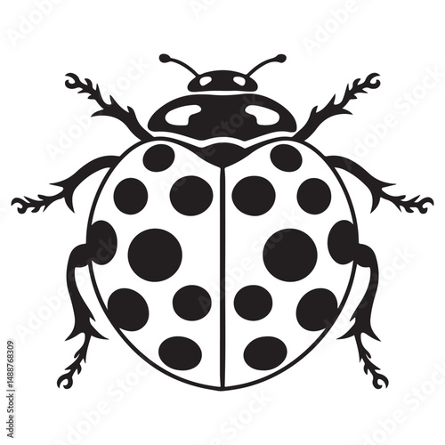 Ladybug silhouette line art vector illustration with a white background, ladybug icon, ladybug silhouette vector