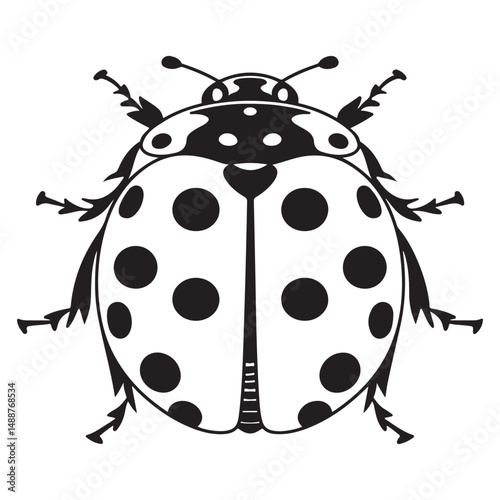 Ladybug silhouette line art vector illustration with a white background, ladybug icon, ladybug silhouette vector
