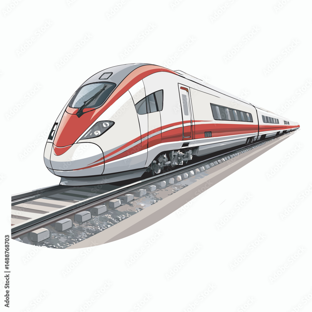 Naklejka premium Modern High-Speed Train Vector – Sleek Side View Illustration on a isolated white background