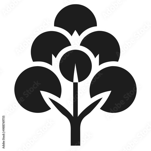 Elegant black eucalyptus tree silhouette design on white background with transparency