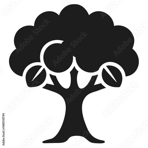 Elegant black olive tree silhouette design with detailed branches and leaves for modern decor