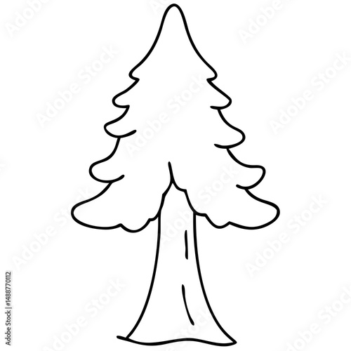 Elegant black silhouette design of a redwood tree on a transparent background