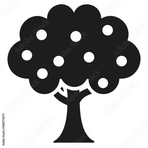 Elegant black silhouette of an apple tree design suitable for various creative projects