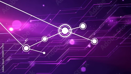 Abstract Purple Tech Background: Digital Network Connections