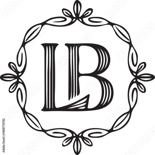 Luxury Fashion Boutique Icon  Elegant Monogram Letter mark with Ornamental Frame