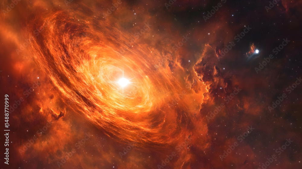 Vibrant Galactic Core with Fiery Swirls and Cosmic Clouds in Space Vibrant Galactic Core with Fiery Swirls and Cosmic Clouds in Space