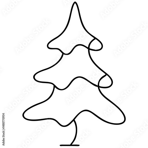 Festive christmas tree silhouette vector design with a transparent background.