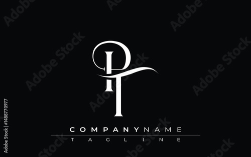 Initial PT Logo Design Vector. Elegant Monogram Logo Design with Decorative Elements and Typography