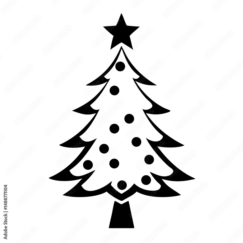 Fototapeta premium Silhouette christmas tree design featuring a classic festive icon for holiday season
