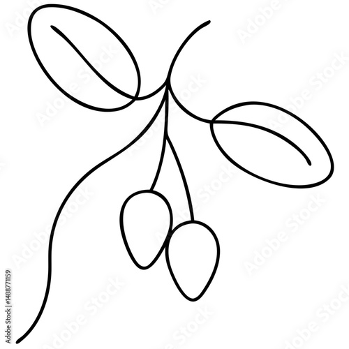 Silhouette illustration of a detailed olive tree featuring branching structure and foliage