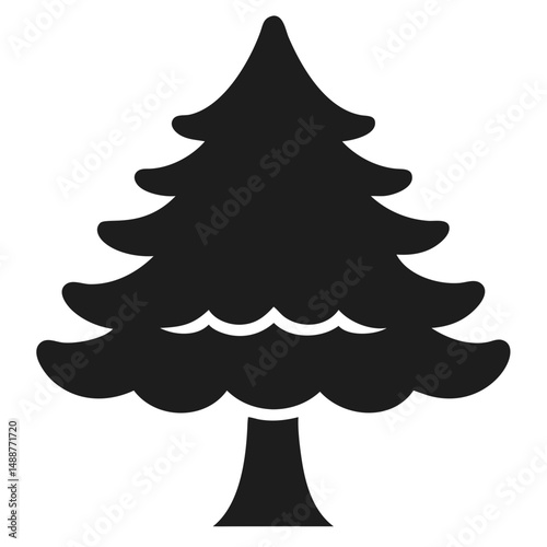 Simple black silhouette of a redwood tree with transparency for nature design