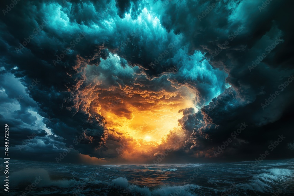 Obraz premium Dramatic storm clouds over ocean nature photography atmospheric landscape dynamic view emotive concept