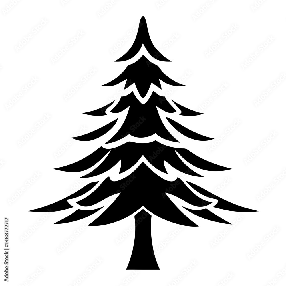 Obraz premium Vector silhouette illustration of a spruce tree design with transparent background