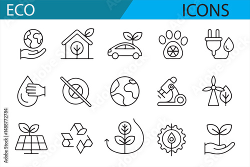 Earth, Environment, and Renewable Resource Icons for Digital Design