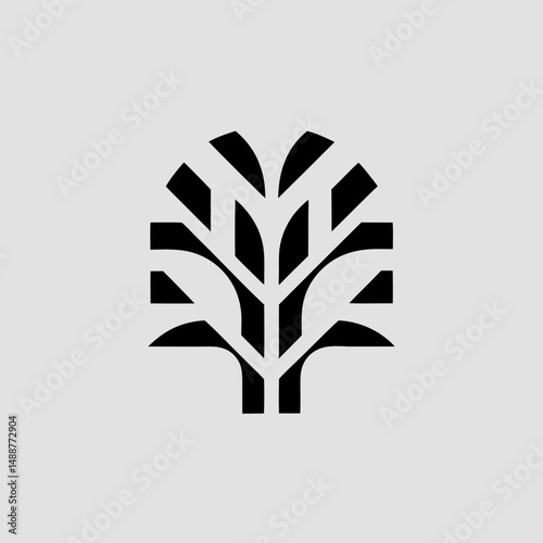 Abstract tree logo with modern minimalist style and elegant black color design