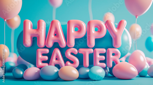 AI-Generated photo of inflatable pink letters 
