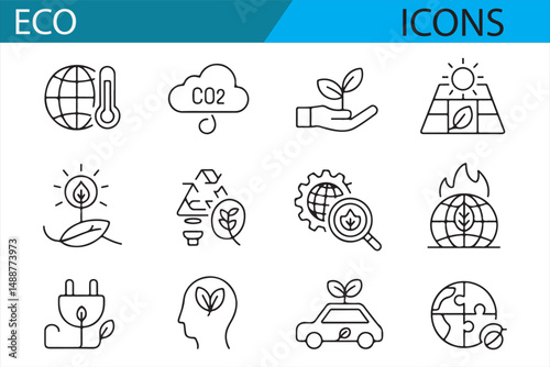 Earth, Nature, and Renewable Energy Icons for Environmental Projects