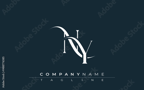 Initial NY Logo Design Vector. Elegant Monogram Logo Design with Decorative Elements and Typography