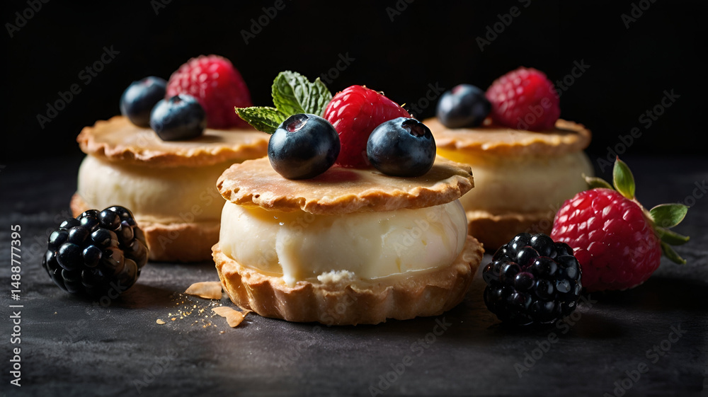 cake with berries on black background cake with berries on black background