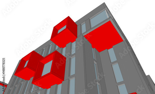 Abstract architectural building 3d rendering